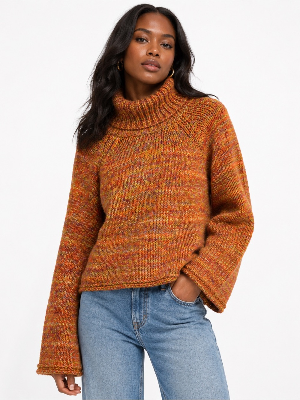 Urban Outfitters Cozy Orange Marled Turtleneck Sweater